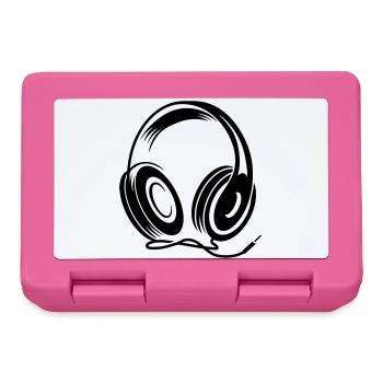 Kopfhörer mit Kabel im Stencil Stil - Brotdose - Pink - Vorne