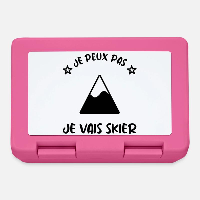 JE PEUX PAS. SKIER. SKI. RAQUETTE. SNOW. SNOWBOARD - Boîte à goûter - rose