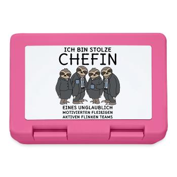 Stolze Chefin unglaublich fleißiges Team Faultiere - Brotdose - Pink - Vorne