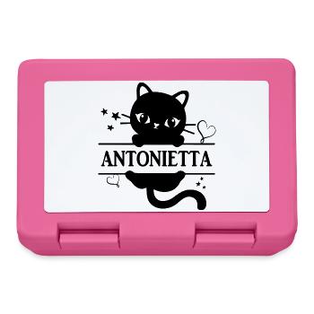 T-Shirt Antonietta T-Shirt Katze Geschenkidee Katze Katze - Brotdose - Pink - Vorne