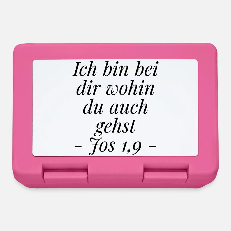 Josua 1,9 Bibelvers: Ich bin bei dir wohin du gehs - Brotdose - Pink