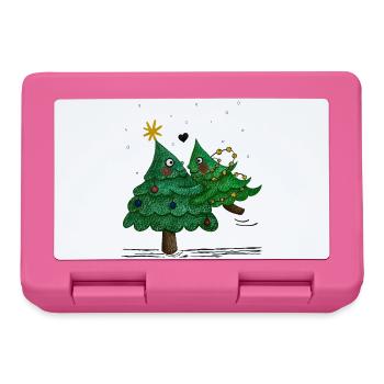 Niedliche Weihnachtsbäume - Brotdose - Pink - Vorne