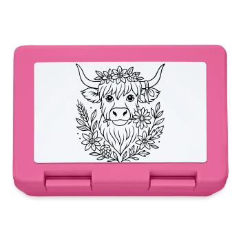 Highland Cow with Flowers - Volksfest Design - Lunchbox - pink - Front