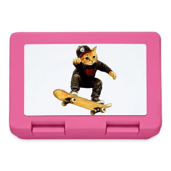 Cat Skateboarder / Skater Cat - Lunchbox - pink - Front