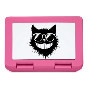 Cartoon cat with sunglasses on a grin - Lunchbox - pink - Front