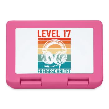 17e anniversaire garçons Gamer niveau 17 débloqué - Boîte à goûter - rose - Devant