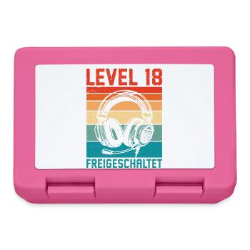 18th Birthday Boys Gamer Level 18 Unlocked - Lunchbox - pink - Front