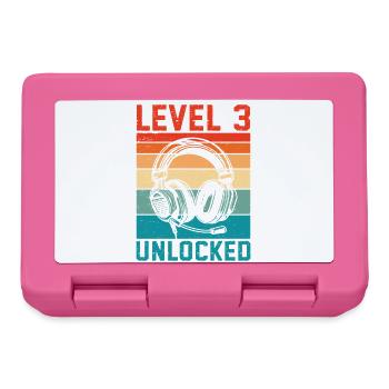 Kind 3 Jahre alt Level 3 freigeschaltet, 3. Geburtstag - Brotdose - Pink - Vorne