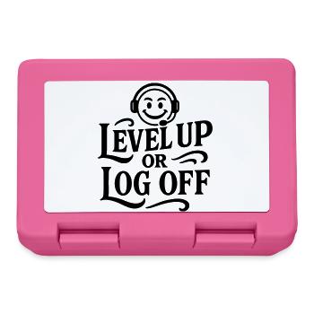 Level Up retro Shirt Smiley Gamer Zocker sprüche  - Brotdose - Pink - Vorne