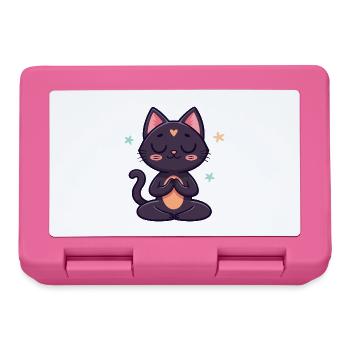Schwarze Zen-Katze in Meditation - Brotdose - Pink - Vorne