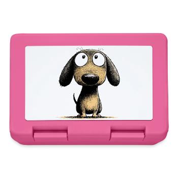 Googly Eyes Dachshund Dog Cartoon Art - Lunchbox - pink - Front