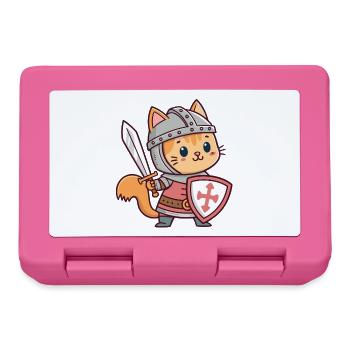 Chat chevalier héroïque - Boîte à goûter - rose - Devant