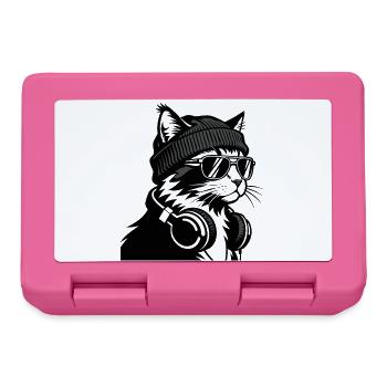 Cat Beat avec chapeau et casque - Boîte à goûter - rose - Devant