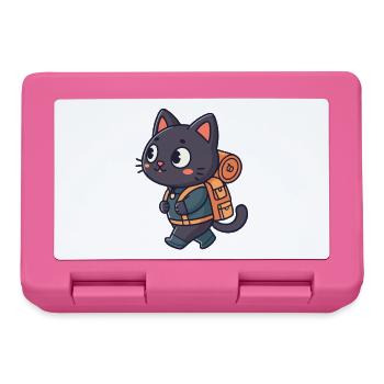 Flauschiger Abenteurer, Wandererkatze, - Brotdose - Pink - Vorne