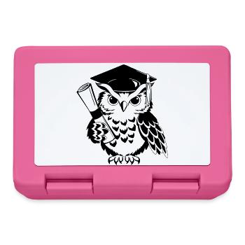 Clever owl with a doctor's hat and diploma - Lunchbox - pink - Front