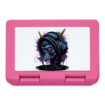 Neon Skull with Headphones DJ - Lunchbox - pink - Front