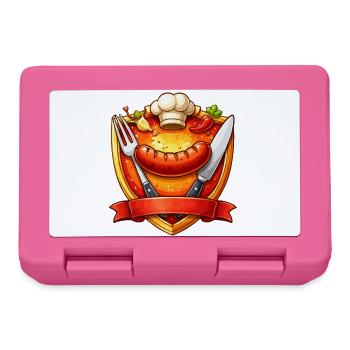 Gegrillte Wurst auf rotem Teller Schild - Brotdose - Pink - Vorne