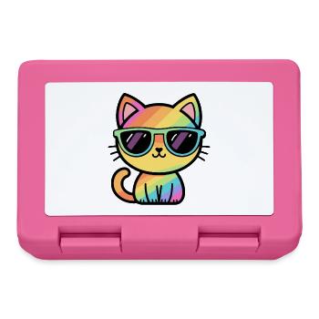 Coole Regenbogenkatzen-Pastell-Sonnenbrille - Brotdose - Pink - Vorne