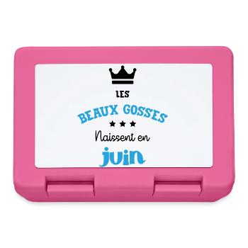 Cadeau naissance bébé garçon Juin Beaux Gosses BG - Boîte à goûter - rose - Devant