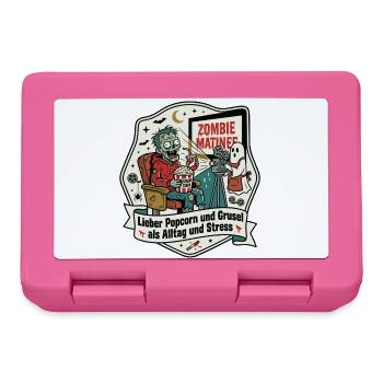 Zombie Kino Popcorn Alltag Humor - Brotdose - Pink - Vorne