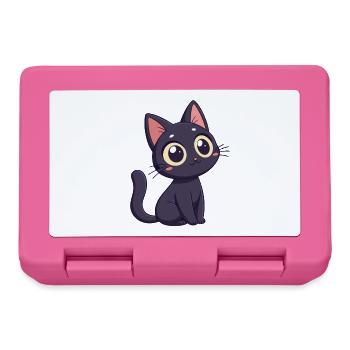 Kawaii schwarze Katze mit riesigen Augen - Brotdose - Pink - Vorne