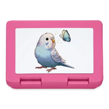 Wellensittich mit Schmetterling - Brotdose - Pink - Vorne