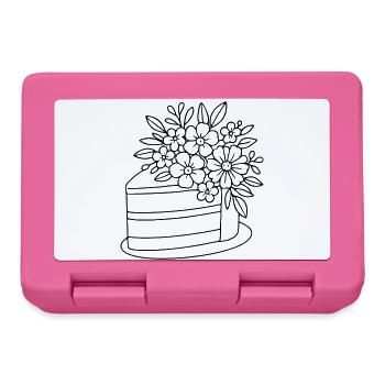 Ein Stueck Kuchen mit Blumen zum ausmalen - Brotdose - Pink - Vorne
