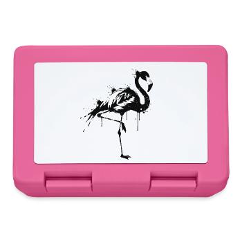 Flamingo Silhouette Schwarzer Spritzer - Brotdose - Pink - Vorne