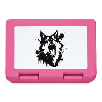 Howling wolf in black splashes - Lunchbox - pink - Front