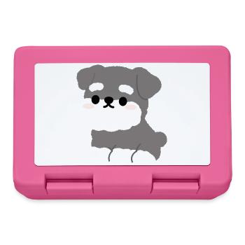 Grey Fluffy Schnauzer Pup Charm - Lunchbox - pink - Front
