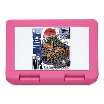 Powered by Catnip and Naps – Cozy Bengal Cat - Lunchbox - pink - Front