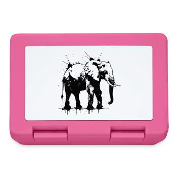 Elephant Ink Splattered Black - Lunchbox - pink - Front