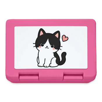Chat noir mignon avec le cœur - Boîte à goûter - rose - Devant