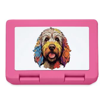 Farbenfroher Pudel Kopf PopArt - Brotdose - Pink - Vorne