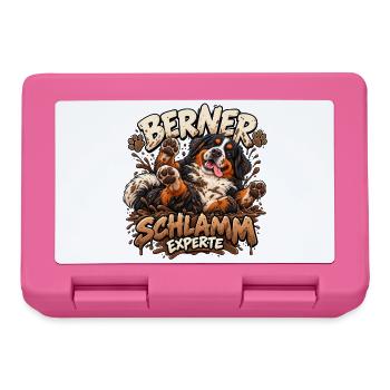 Berner Sennenhund im Schlammabenteuer - Brotdose - Pink - Vorne