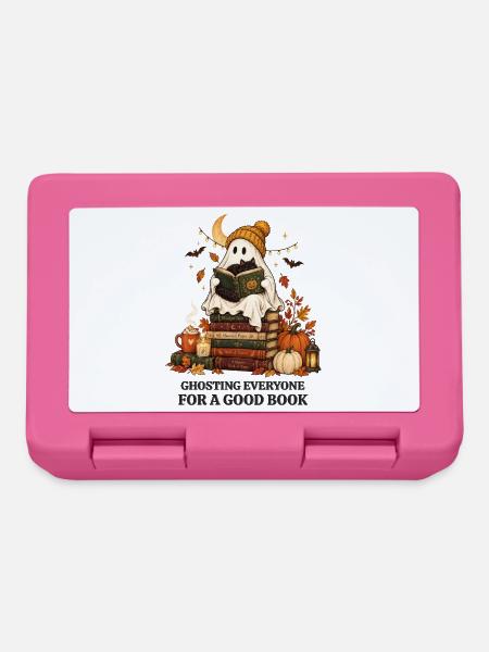 Bücherwurm Geist Halloween Buch Katze Geschenk - Brotdose - Pink