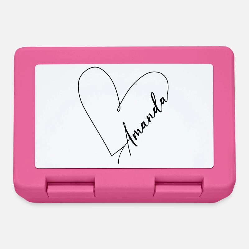 Amanda Name Heart Line - Lunchbox - pink