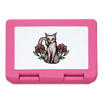 Vintage White Cat Roses - Lunchbox - pink - Front