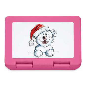 Neugierige Weihnachtskatze - Katze - Geschenk - Brotdose - Pink - Vorne
