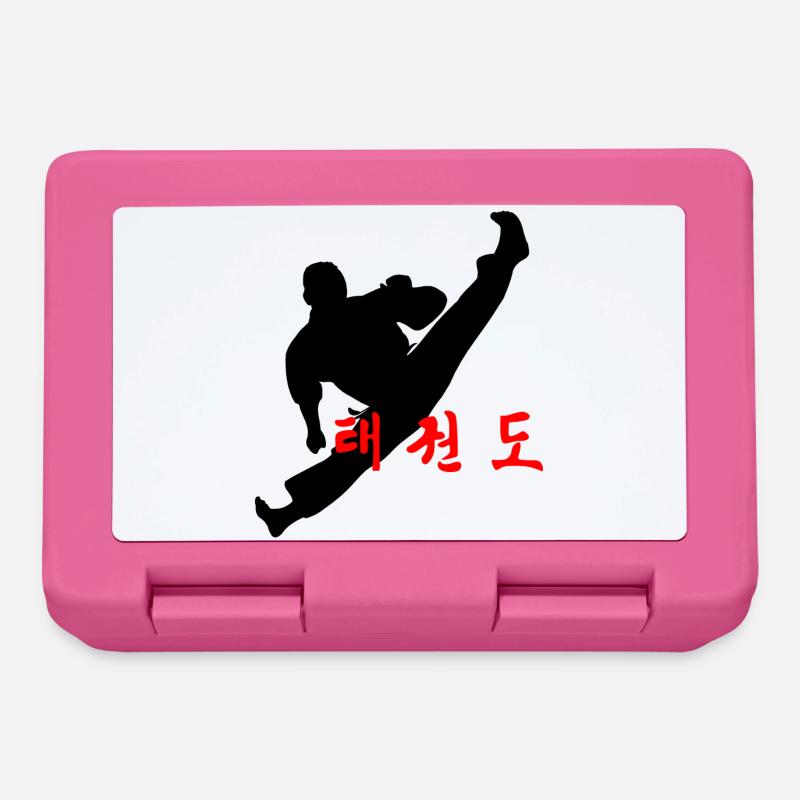 Logo de Taekwondo sauté coup de pied coréen - Boîte à goûter - rose