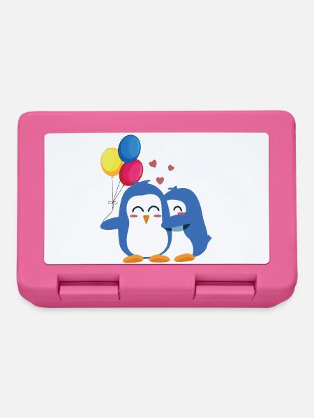 Pinguine mit Luftballons - Brotdose - Pink