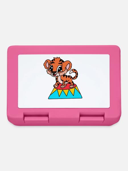 Kleiner Tiger auf Zirkusplattform - Brotdose - Pink