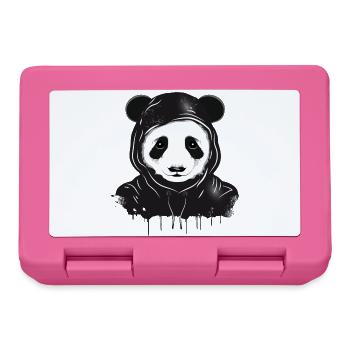witziger Panda Bär Kopf mit Hoodie Kapuze - Brotdose - Pink - Vorne