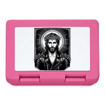 Jesus Christus mit stylischer Frisur & Lederjacke - Brotdose - Pink - Vorne
