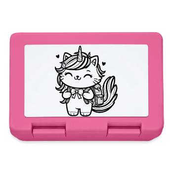 Unicorn Cat School Enrollment (black) - Lunchbox - pink - Front