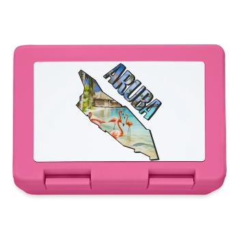 Watercolor Map Aruba - Lunchbox - pink - Front