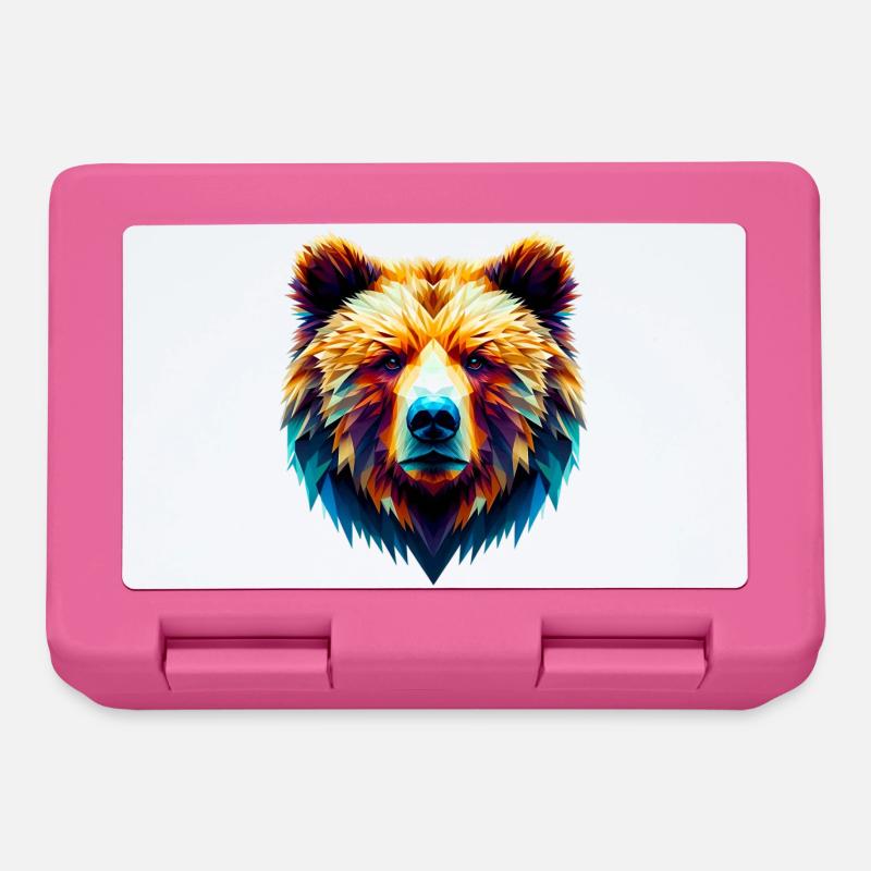 Polygonaler Bär - Brotdose - Pink
