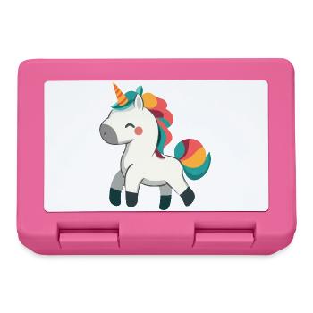 Niedliches stolzes Einhorn-Design - skurrile Cartoon-Kunst - Brotdose - Pink - Vorne