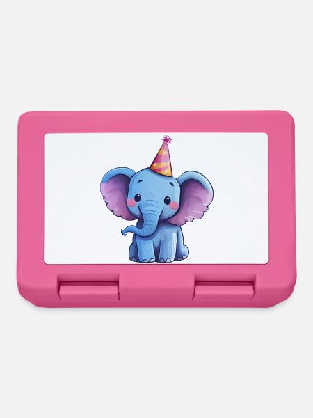 Süßer fröhlicher Elefant mit Partyhut - Brotdose - Pink
