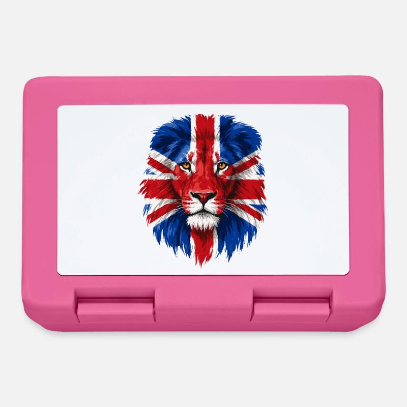 Lion avec art du visage de l’Union Jack - Boîte à goûter - rose